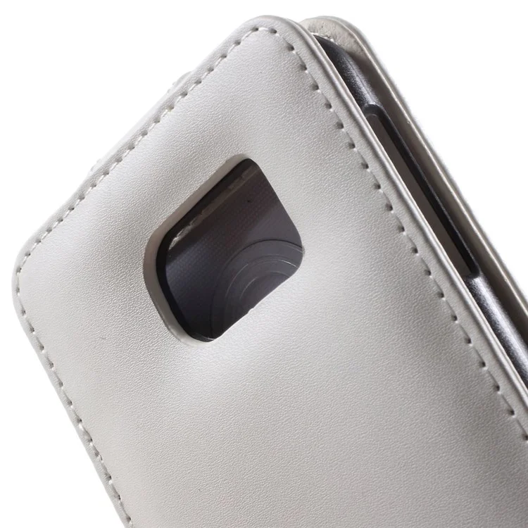 Vertical Magnetic Flip Leather Case Cover for Samsung Galaxy S6 G920 - White