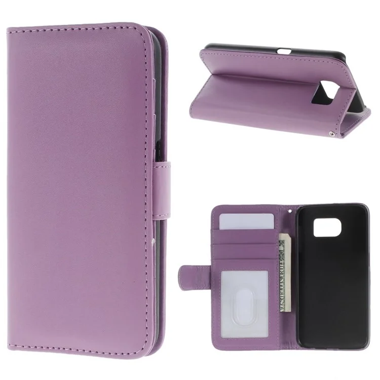 Leather Cover with Card Slots for Samsung Galaxy S6 SM-G920 - Purple