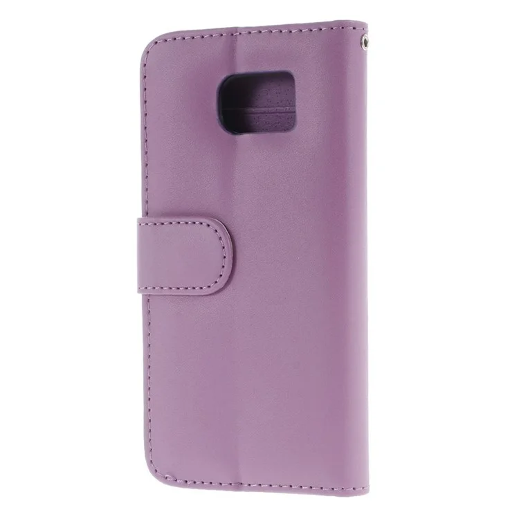 Leather Cover with Card Slots for Samsung Galaxy S6 SM-G920 - Purple