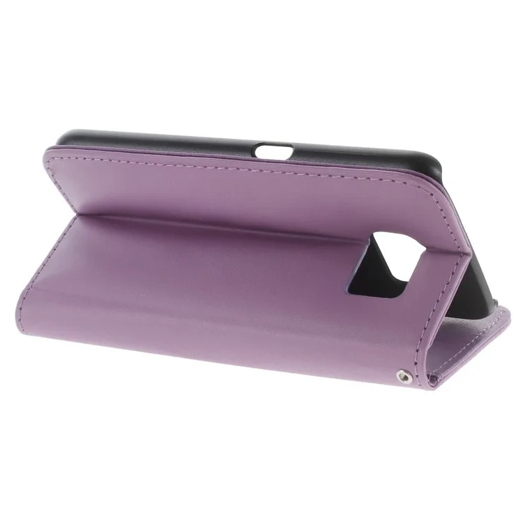 Leather Cover with Card Slots for Samsung Galaxy S6 SM-G920 - Purple