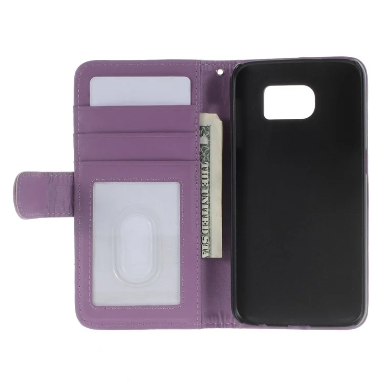 Leather Cover with Card Slots for Samsung Galaxy S6 SM-G920 - Purple
