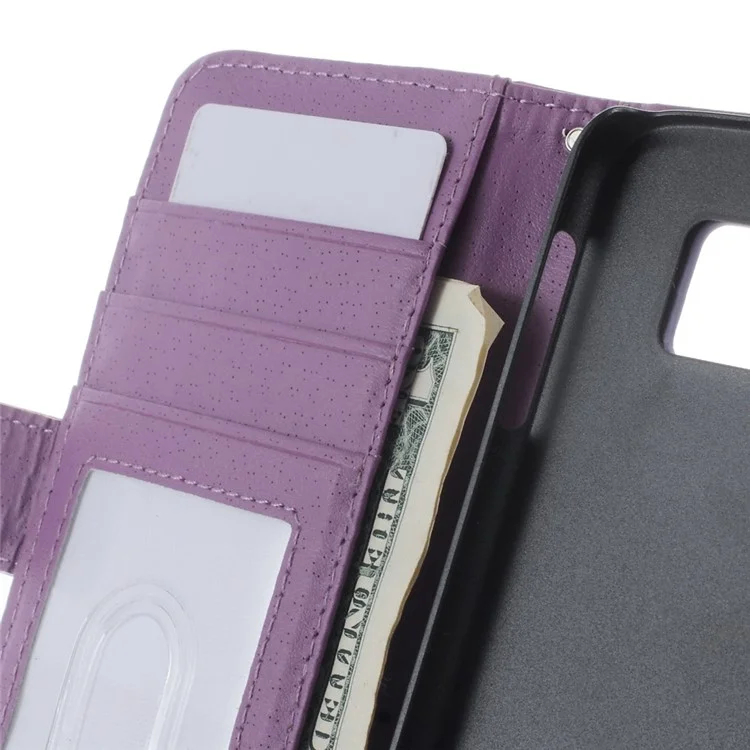 Leather Cover with Card Slots for Samsung Galaxy S6 SM-G920 - Purple