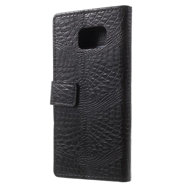 Crocodile Texture Leather Stand Case for Samsung Galaxy S6 G920 Card Holder - Black