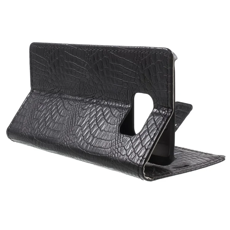 Crocodile Texture Leather Stand Case for Samsung Galaxy S6 G920 Card Holder - Black