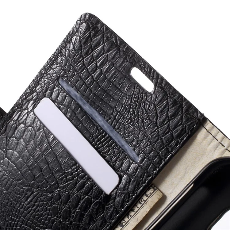 Crocodile Texture Leather Stand Case for Samsung Galaxy S6 G920 Card Holder - Black