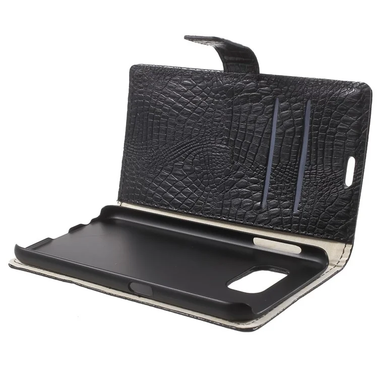 Crocodile Texture Leather Stand Case for Samsung Galaxy S6 G920 Card Holder - Black