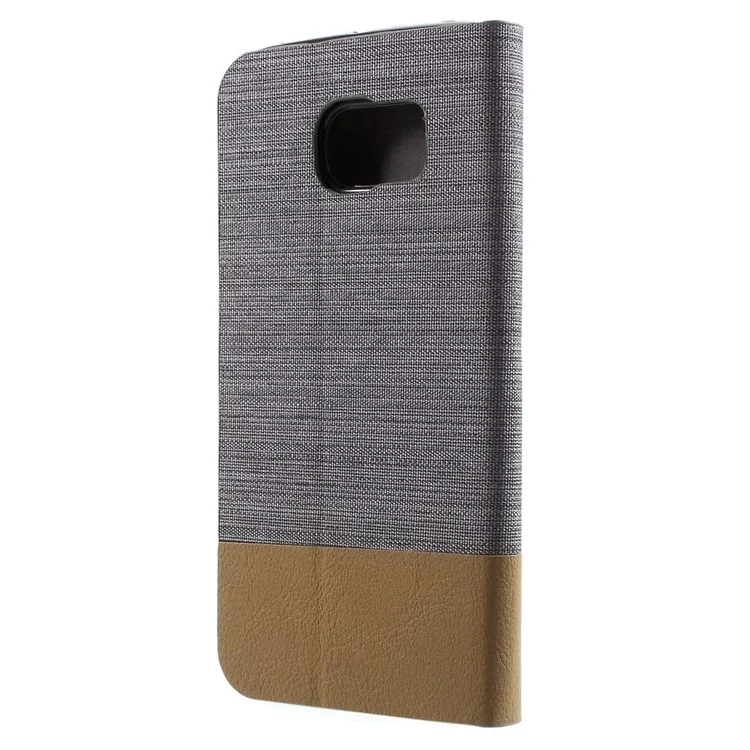 Assorted Colors Leather Stand Case for Samsung Galaxy S6 Edge G925 - Dark Grey