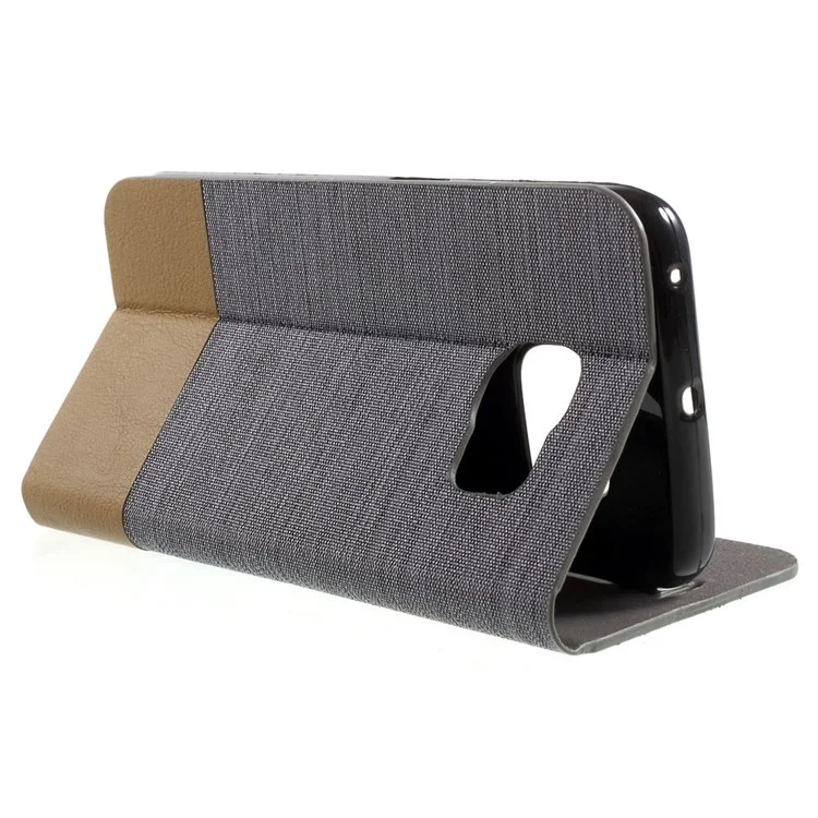 Assorted Colors Leather Stand Case for Samsung Galaxy S6 Edge G925 - Dark Grey