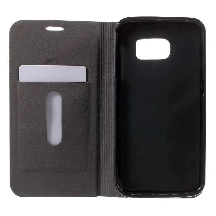 Assorted Colors Leather Stand Case for Samsung Galaxy S6 Edge G925 - Dark Grey