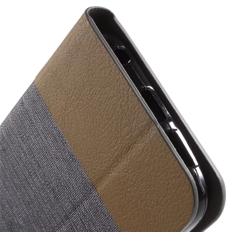 Assorted Colors Leather Stand Case for Samsung Galaxy S6 Edge G925 - Dark Grey