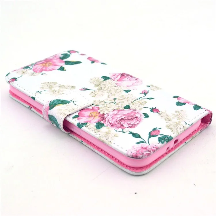 Wallet Leather Stand Case for Samsung Galaxy S6 G920 - Rose Flowers