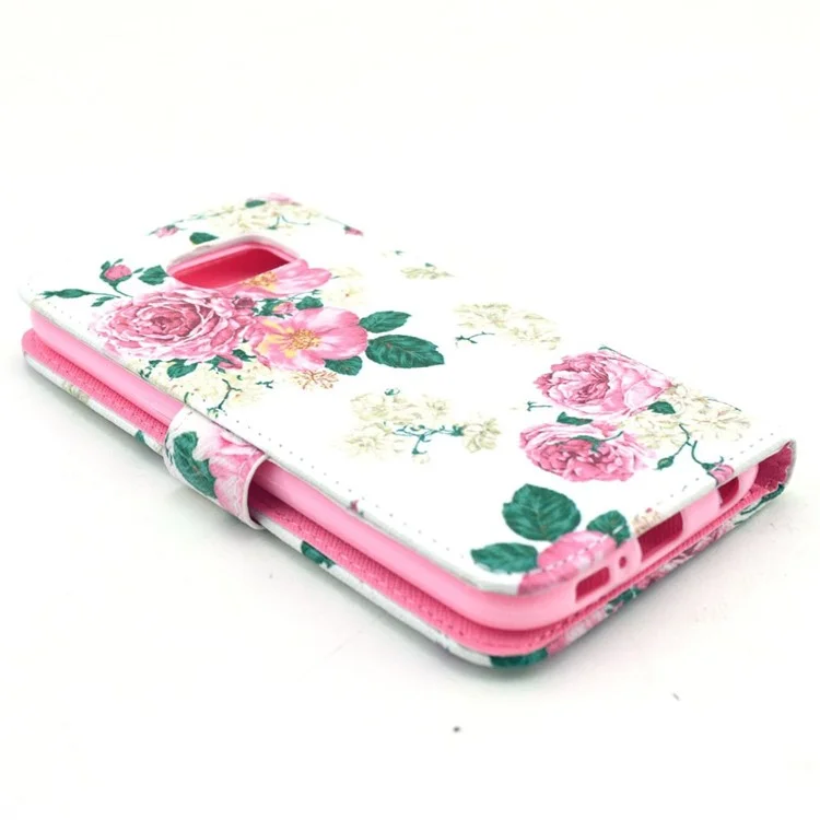 Wallet Leather Stand Case for Samsung Galaxy S6 G920 - Rose Flowers