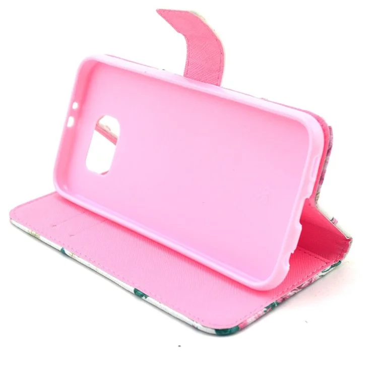Wallet Leather Stand Case for Samsung Galaxy S6 G920 - Rose Flowers