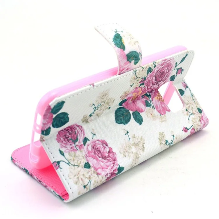 Wallet Leather Stand Case for Samsung Galaxy S6 G920 - Rose Flowers