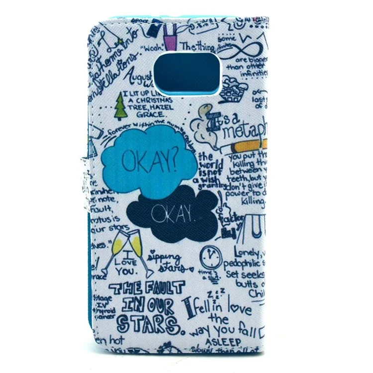 Graffiti Characters Leather Case for Samsung Galaxy S6 G920 with Card Slots