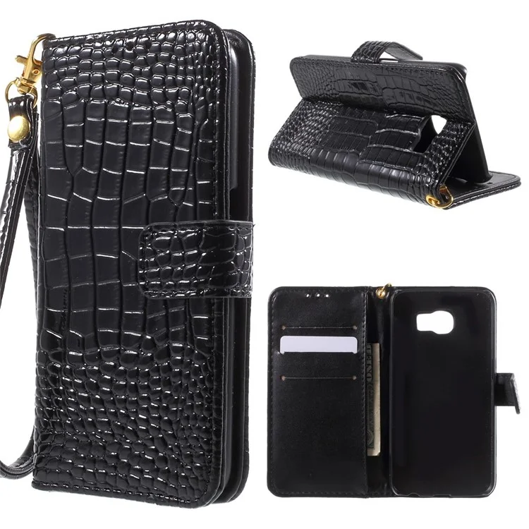 Crocodile Texture Wallet Leather Case for Samsung Galaxy S6 G920 - Black
