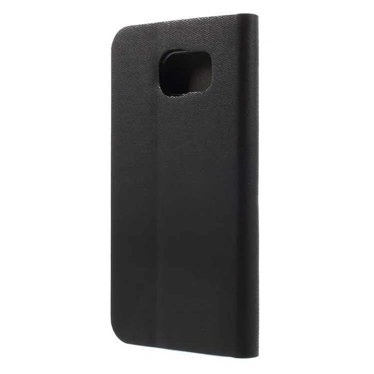 Contrast Color Leather Card Holder Case for Samsung Galaxy S6 G920 - Black
