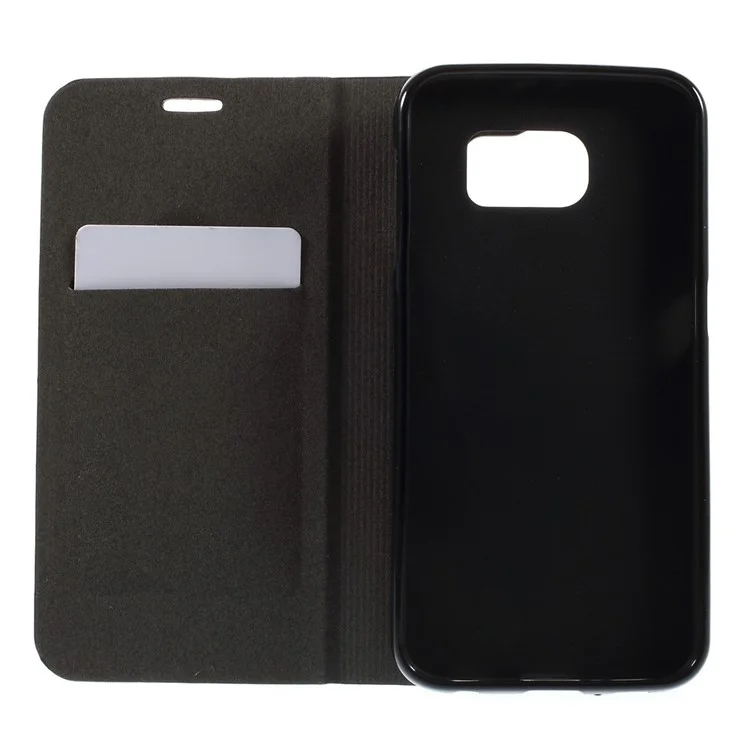 Contrast Color Leather Card Holder Case for Samsung Galaxy S6 G920 - Black