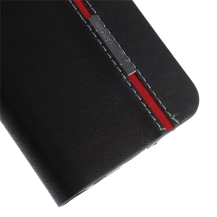 Contrast Color Leather Card Holder Case for Samsung Galaxy S6 G920 - Black