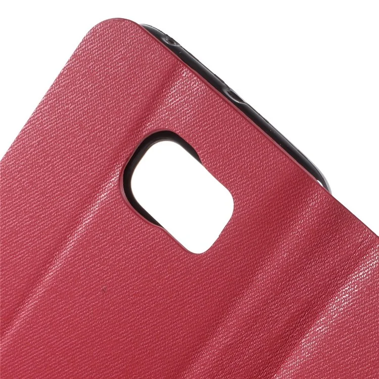 Contrast Color Leather Stand Case for Samsung Galaxy S6 Edge SM-G925 - Red