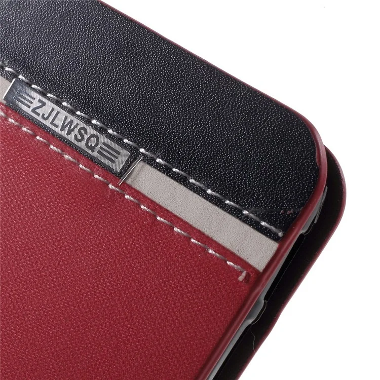 Contrast Color Leather Stand Case for Samsung Galaxy S6 Edge SM-G925 - Red