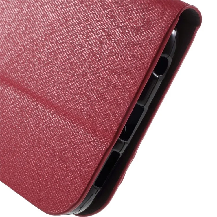 Contrast Color Leather Stand Case for Samsung Galaxy S6 Edge SM-G925 - Red