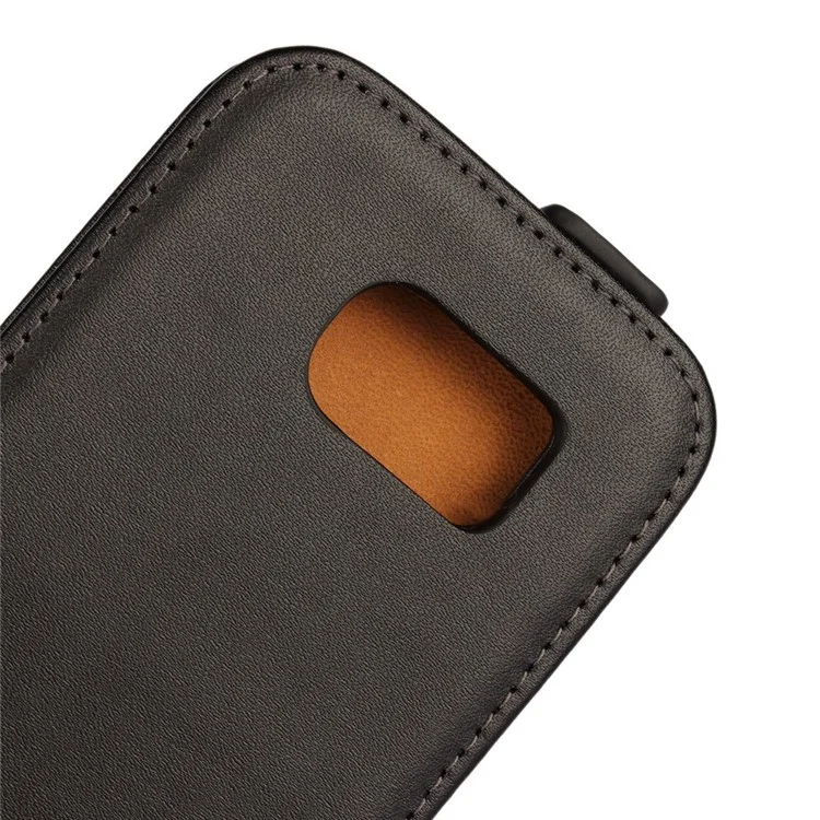 Vertical Flip Genuine Leather Case for Samsung Galaxy S6 G920 - Black