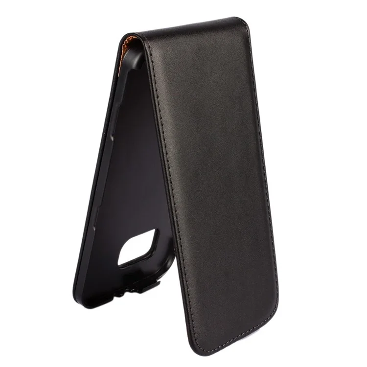 Vertical Flip Genuine Leather Case for Samsung Galaxy S6 G920 - Black
