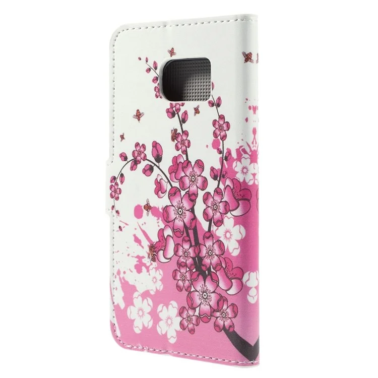 Stand Leather Cover with Card Slots for Samsung Galaxy S6 edge G925 - Plum Blossom