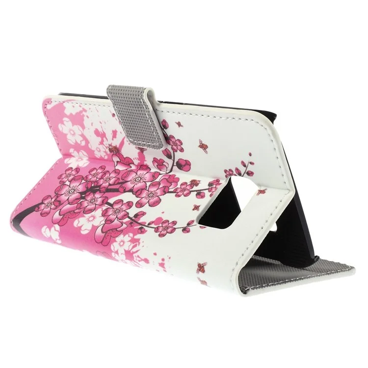 Stand Leather Cover with Card Slots for Samsung Galaxy S6 edge G925 - Plum Blossom