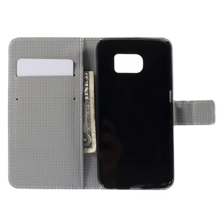 Stand Leather Cover with Card Slots for Samsung Galaxy S6 edge G925 - Plum Blossom