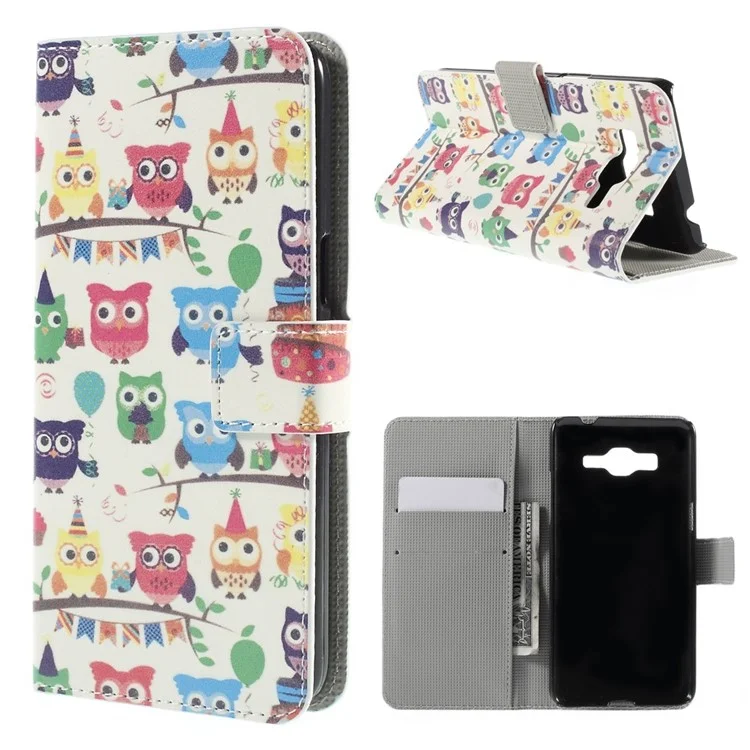Multiple Cute Owls Magnetic Stand Leather Cover for Samsung Galaxy Grand Prime SM-G530H