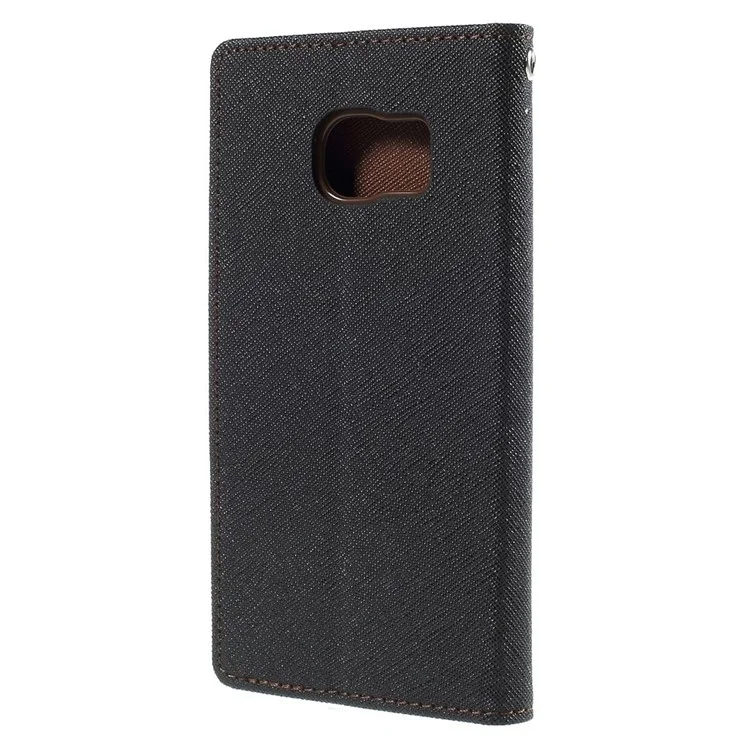 MERCURY Goospery Wallet Leather Case for Samsung Galaxy S6 Edge G925 - Black / Brown