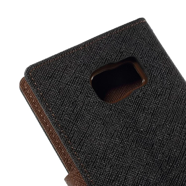 MERCURY Goospery Wallet Leather Case for Samsung Galaxy S6 Edge G925 - Black / Brown