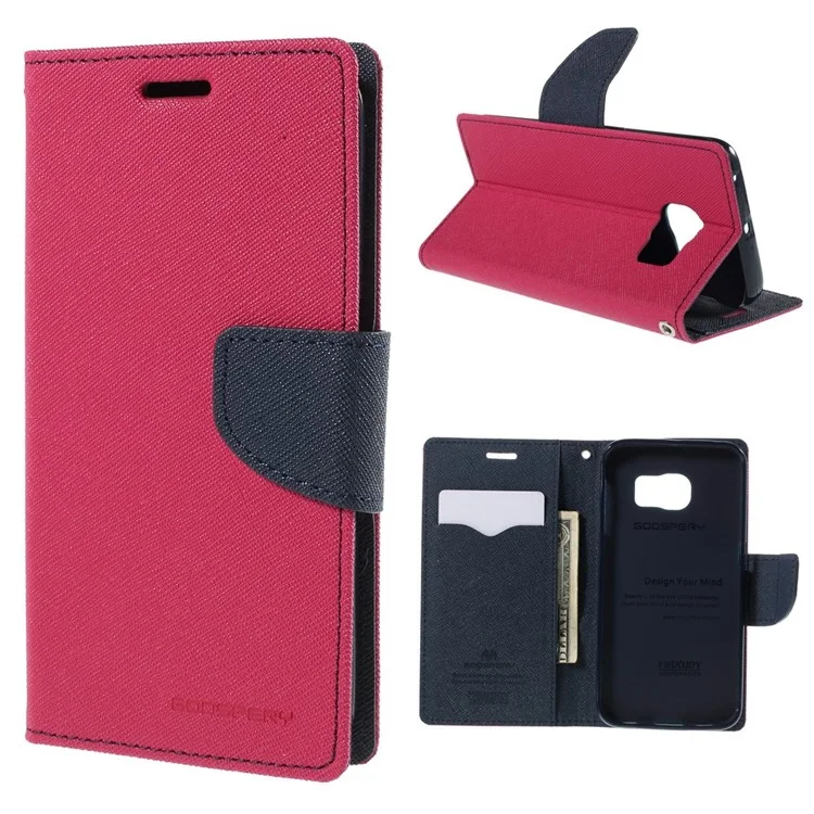 MERCURY Goospery Flip Wallet Leather Shell for Samsung Galaxy S6 Edge G925 - Rose