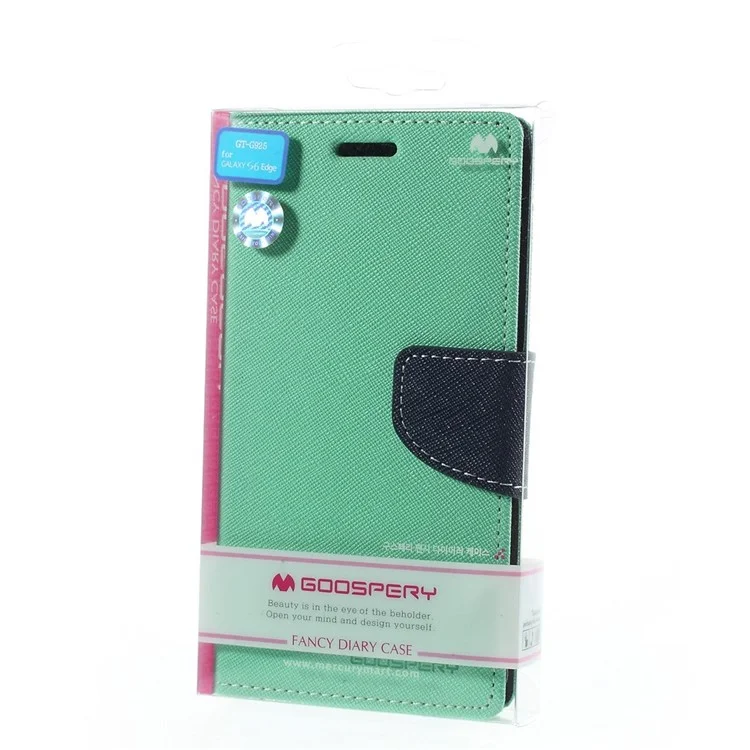 MERCURY Goospery Magnetic Leather Cover Shell for Samsung Galaxy S6 Edge G925 - Cyan