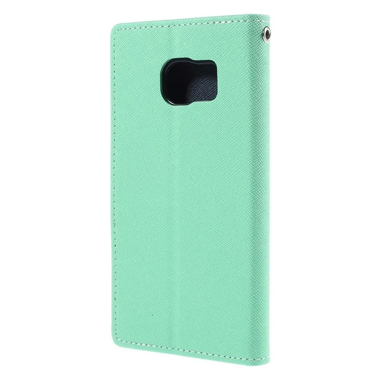 MERCURY Goospery Magnetic Leather Cover Shell for Samsung Galaxy S6 Edge G925 - Cyan