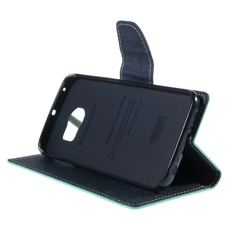 MERCURY Goospery Magnetic Leather Cover Shell for Samsung Galaxy S6 Edge G925 - Cyan