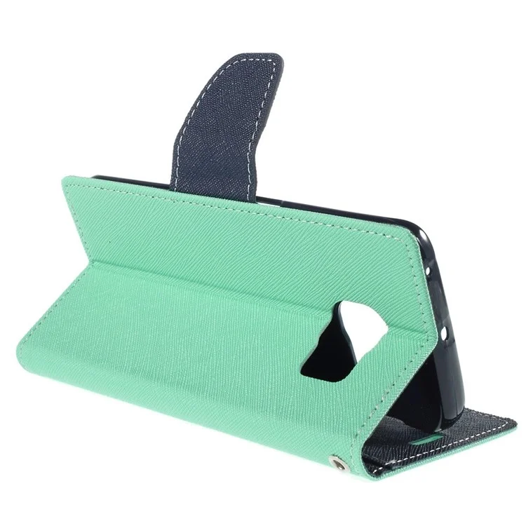 MERCURY Goospery Magnetic Leather Cover Shell for Samsung Galaxy S6 Edge G925 - Cyan