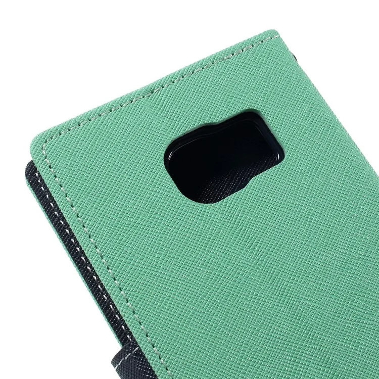 MERCURY Goospery Magnetic Leather Cover Shell for Samsung Galaxy S6 Edge G925 - Cyan