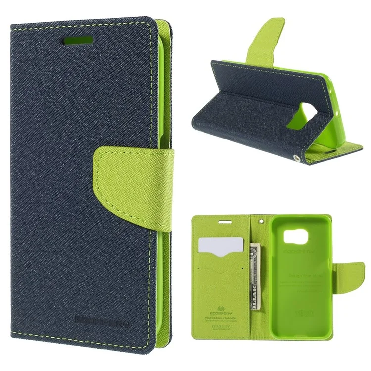 MERCURY Goospery Magnetic Leather Case Shell for Samsung Galaxy S6 Edge G925 - Blue