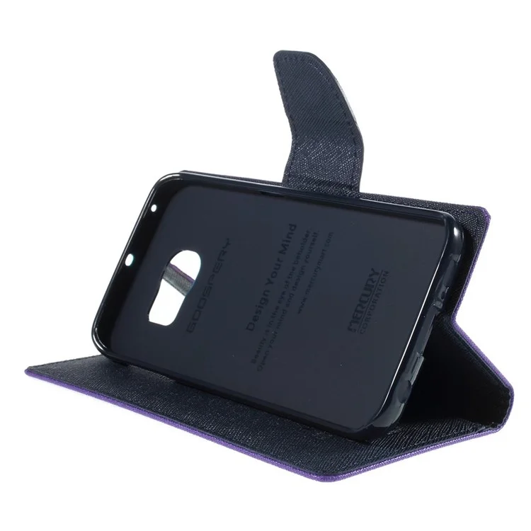 MERCURY Goospery Magnetic Wallet Leather Case for Samsung Galaxy S6 Edge G925 - Purple