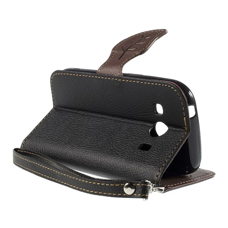 Leaf Magnetic Leather Wallet Case for Samsung Galaxy Ace 4 SM-G357FZ / Ace Style LTE G357 - Black
