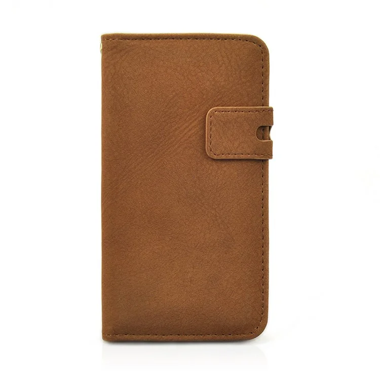 Matte Surface Synthetic Leather Card Holder Case for Galaxy S6 G920 - Brown