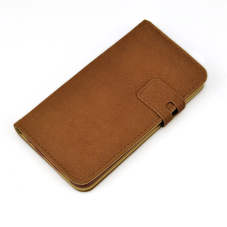 Matte Surface Synthetic Leather Card Holder Case for Galaxy S6 G920 - Brown