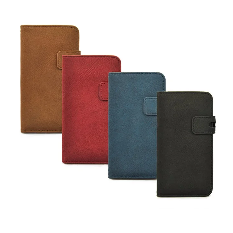 Matte Surface Synthetic Leather Card Holder Case for Galaxy S6 G920 - Brown