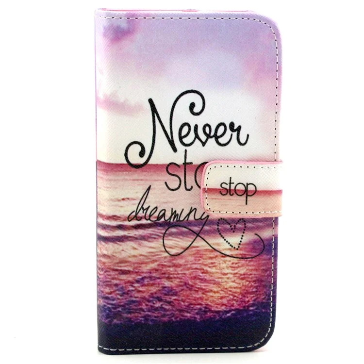 For Samsung Galaxy S6 edge G925 PU Leather Phone Cover - Quote Never Stop Dreaming