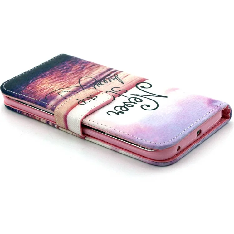 For Samsung Galaxy S6 edge G925 PU Leather Phone Cover - Quote Never Stop Dreaming