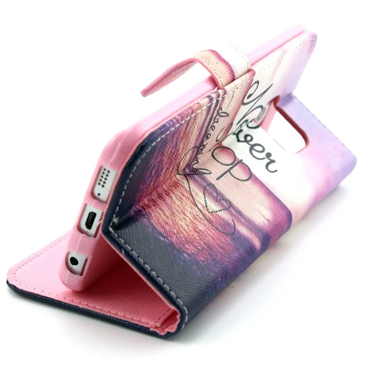 For Samsung Galaxy S6 edge G925 PU Leather Phone Cover - Quote Never Stop Dreaming