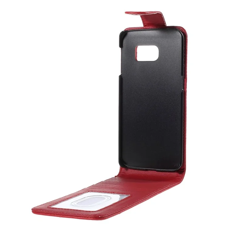 Vertical Flip Leather Card Holder Cover for Samsung Galaxy S6 Edge G925 - Red
